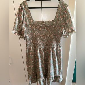 Army green in floral summer dress